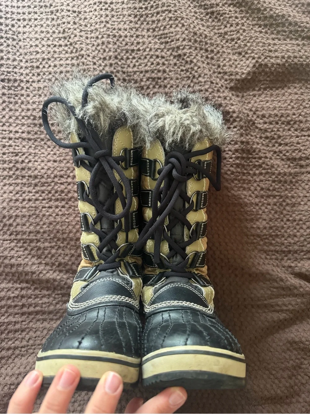 Sorel Tan and Black Quilted Faux-Fur Winter Boots - Women's